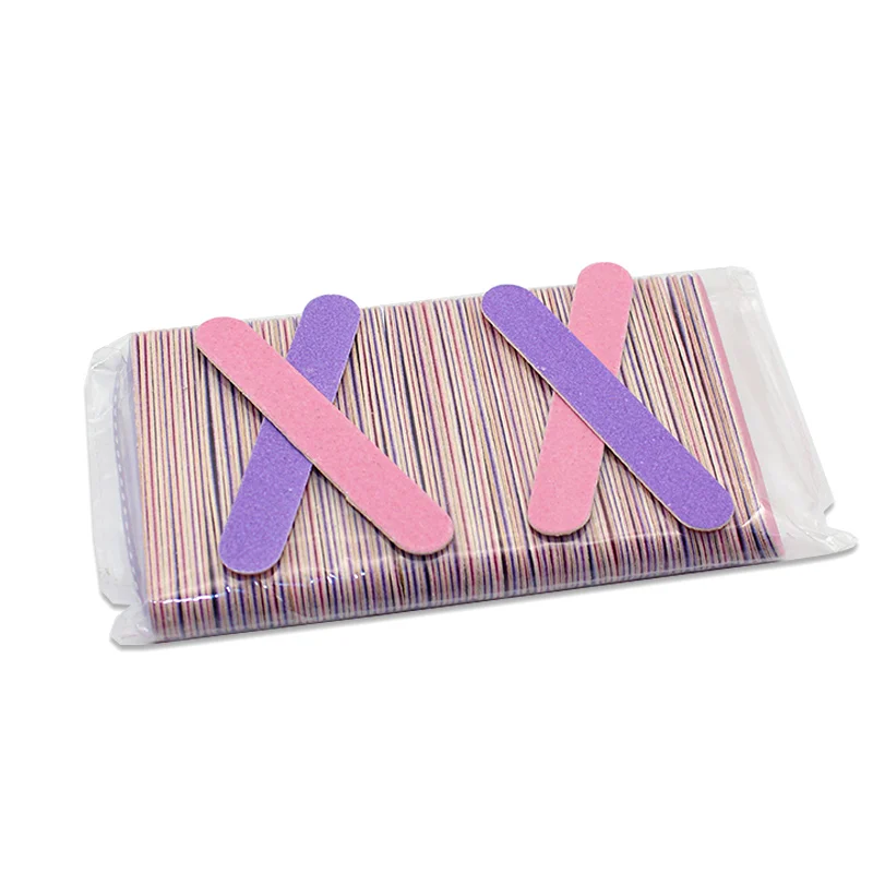

100pcs Double-sided Wood Nail Files Disposable Mini Nail Manicure Tools grit 150/180 85mm Pedicure sanding wood nail buffer