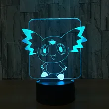 Покемон 7 цветов лампа 3d Визуальный светодиодный ночник для детей сенсорный Usb Настольный Lampara Lampe детский спальный ночник Letras Luz Led