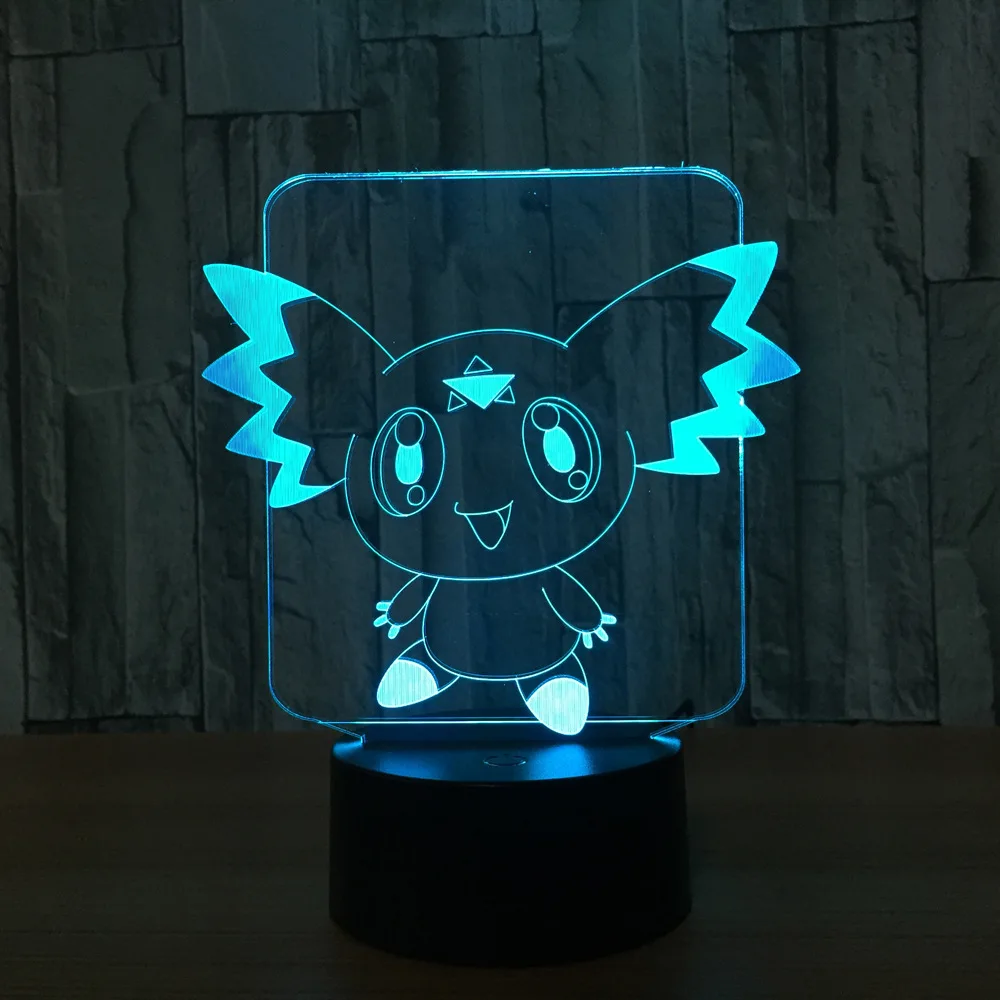 Pokemon 7 Color Lamp 3d Visual Led Night Lights For Kids Touch Usb