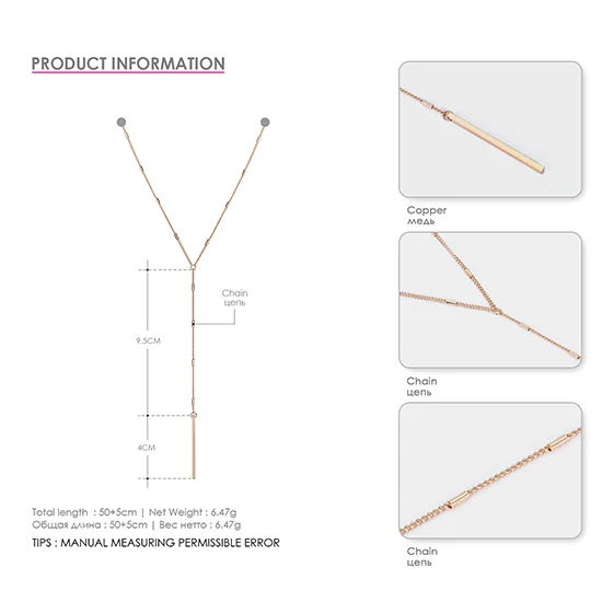 E-Manco простая палочка кулон ожерелье s для женщин длинная полоса Ошейник Колье Femme эффектные украшения в подарок для дружбы - Окраска металла: NL16313