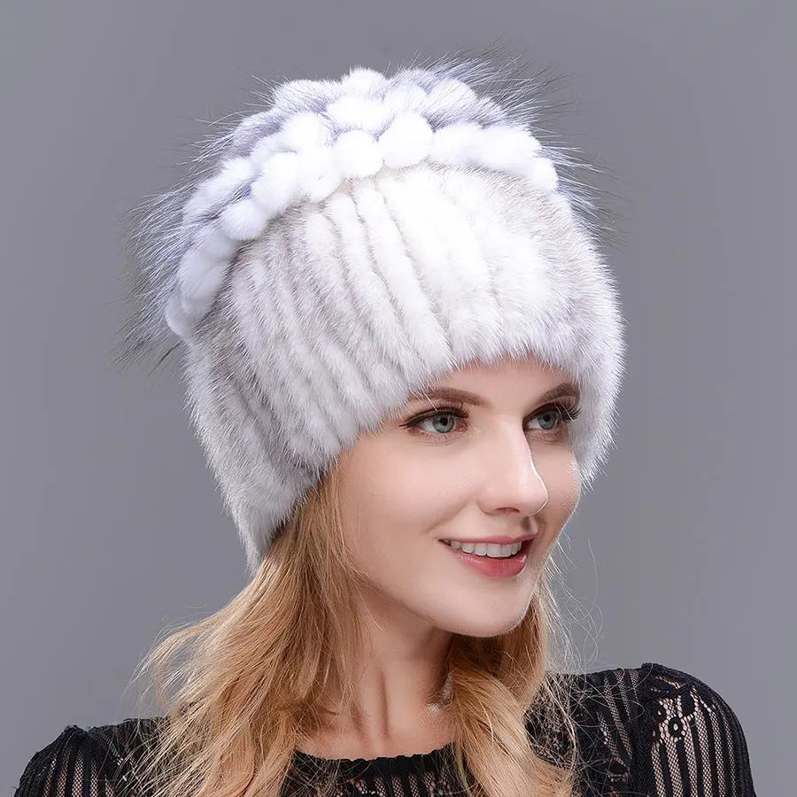 Buy HUASHGJ Winter Real Fur Hat Women Natural Mink Fur
