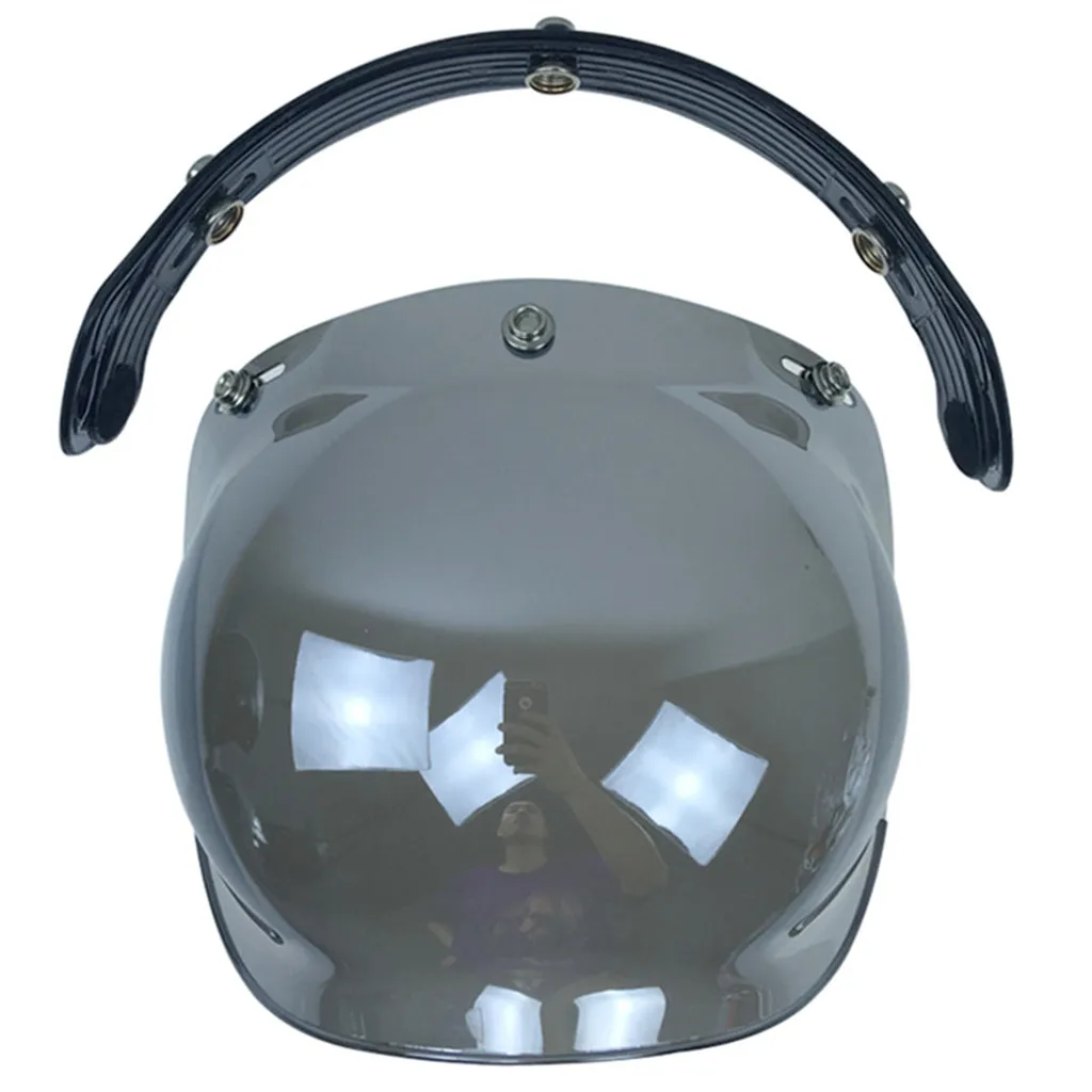 Universal Bubble 3-Snap Motorcycle Helmet Visor Flip Up Face Shield Lens Plain Adjust Height Flip Up Design