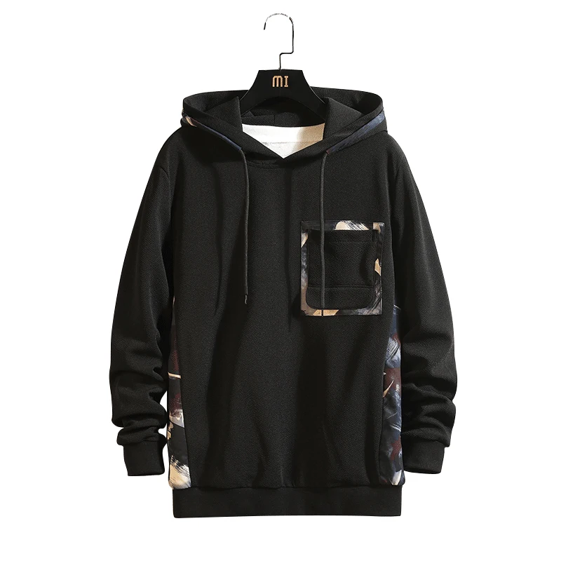 

Men Patchwork Hoodies Long Sleeves SweaterShirt Hip Hop Casual Stitching Pullovers Streetwear Size M-4XL;YA116