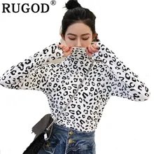 RUGOD/Винтажные леопардовые женские топы, водолазка, повседневные женские футболки с длинным рукавом, тонкая женская одежда poleras de mujer moda
