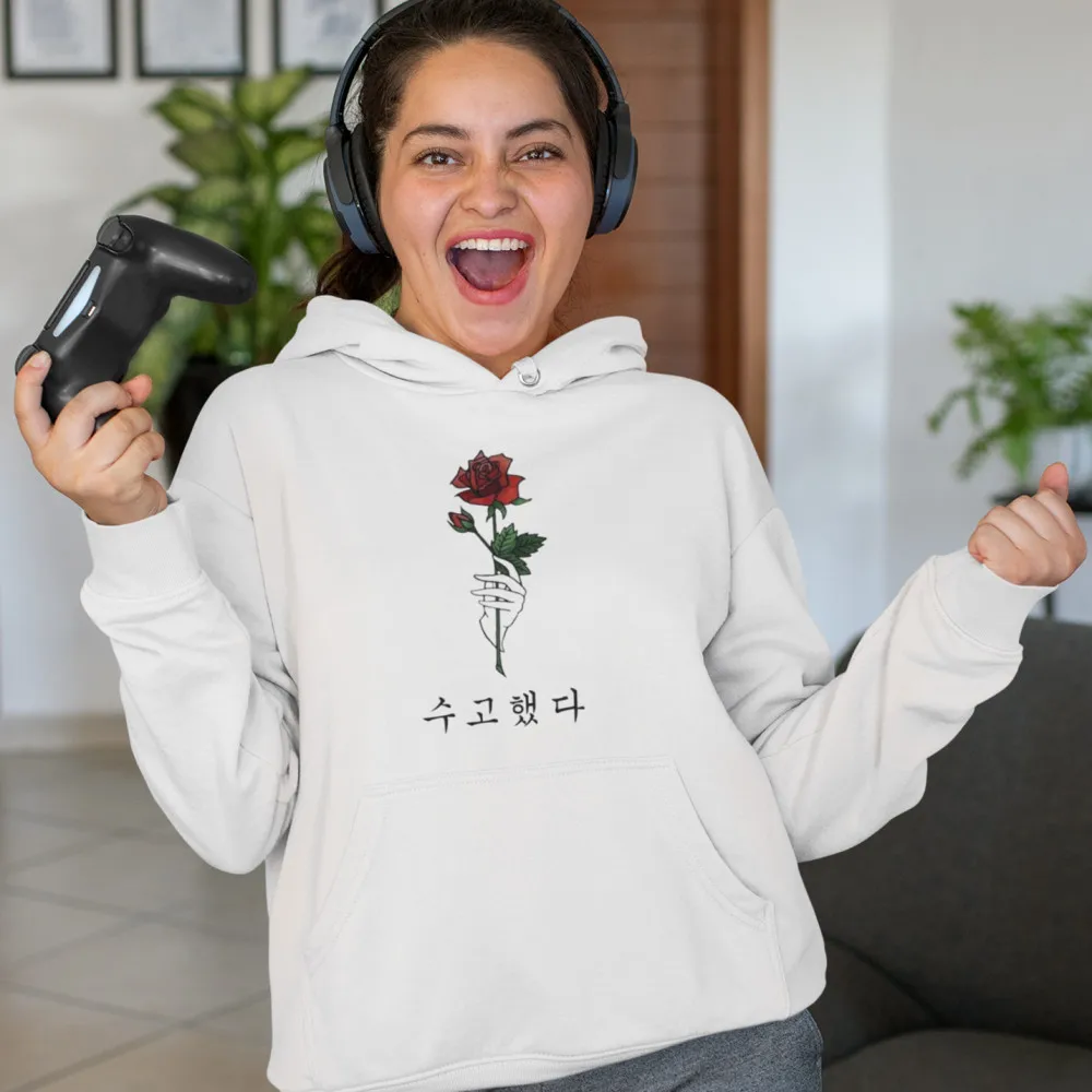 

Jonghyun Hoodie You Are Done Well RosesForJonghyun Hoodies Street wear Long Sleeve Hoodies Women Graphic Gray Pullover Hoodie