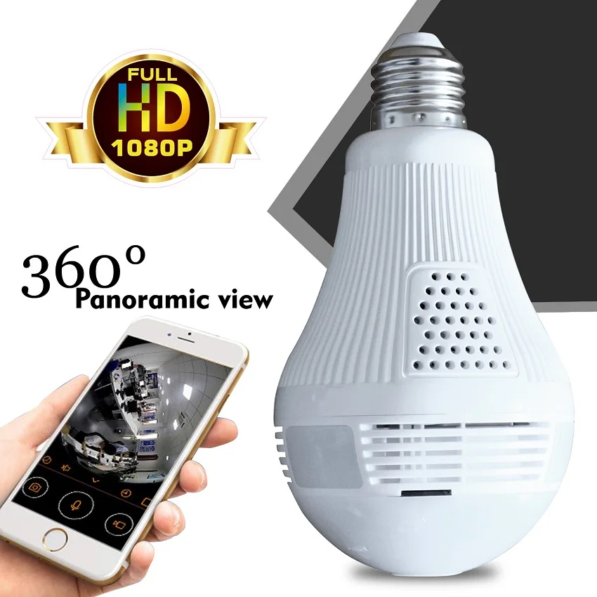 HD 1080P Bulb Light font b Wireless b font IP Camera 2MP Mini Lamp Infrared Cam