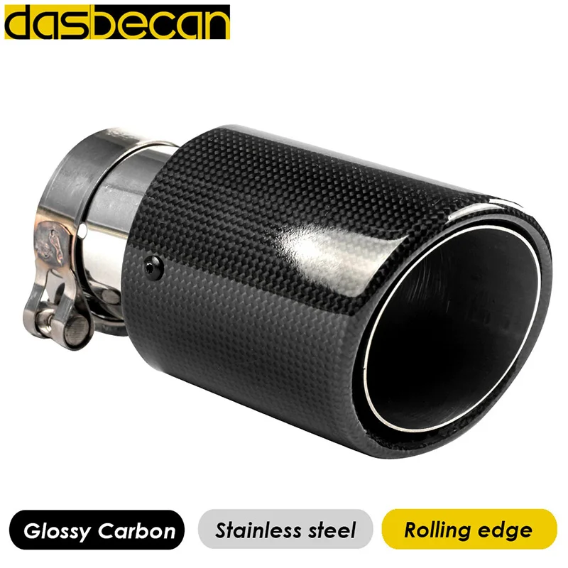 

Glossy Carbon Rolling Edge Stainless Steel Car Tail Exhaust pipes Nozzle 0n Muffler Model Of Akrapovic Tip Tail End Universal