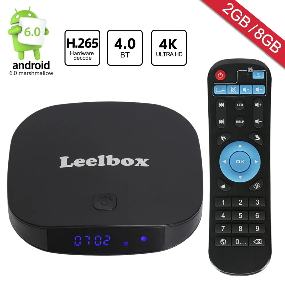 2018 новые Leelbox Q2 Мини Android 7 1 ТВ коробке 2 ГБ + 8 с BT 4 0 поддержки К (60 Гц) full HD/H.265/Wi-Fi