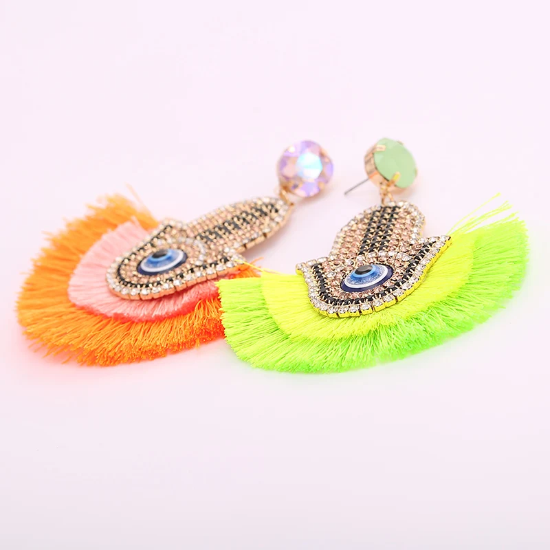 Bohemian Tassel Earrings Finged Pendientes Oorbellen Crystal Long Dangle Drop Earrings For Women Fashion Jewelry ear