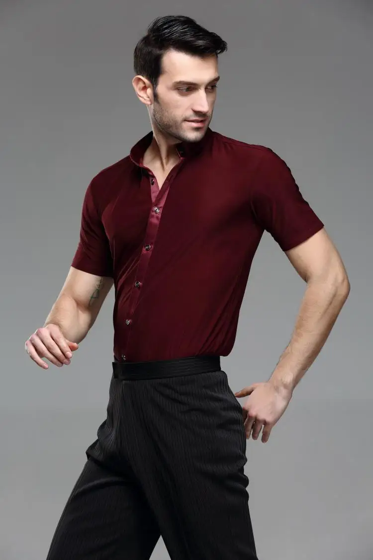 Для Мужчин's Танцы квадратный рубашка взрослый бального танца топ Femal современный Одежда для танцев танцевальная Костюмы с короткими