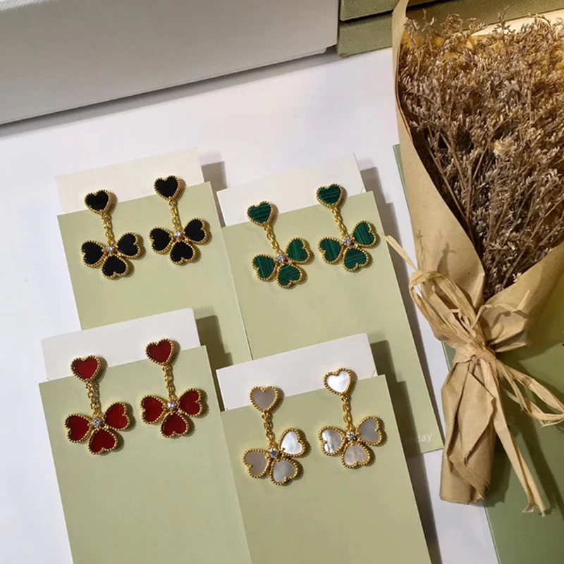 

Hot Brand Heart Flower Fashion Jewelry For Women Flower Colorful Stone Heart Wedding Jewelry Earrings Rings Set France Quality