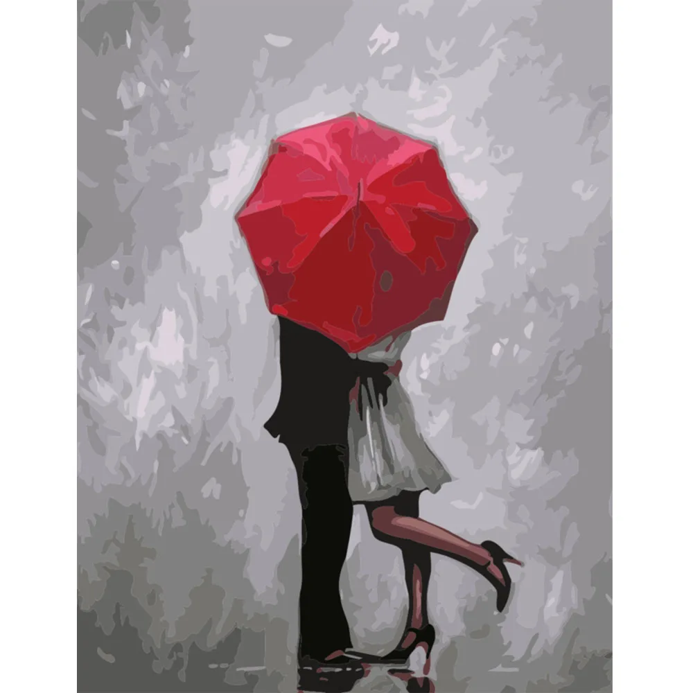 

DIY PBN Rainy Day Arcylic Painting By Numbers On Canvas Framed Wall Pictures Art For Living Room Home Decoration