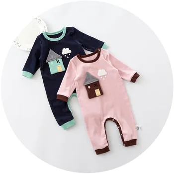 

Celveroso Spring Autumn Baby boy Rompers Cute Cartoon house Infant Girl Boy cotton Jumpers Kids Baby Outfits Clothes