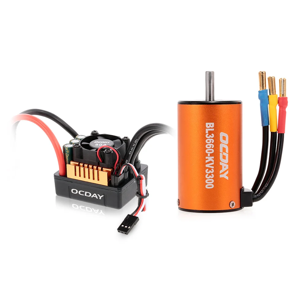 

BL3660 3300KV RC Car Sensorless Brushless Motor 80A ESC for Traxxas 1:10 RC Crawler Redcat HSP Cars Truck Parts