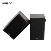 LONPOO Bookshelf font b Speakers b font Hifi Bluetooth Stereo Wooden font b Active b font
