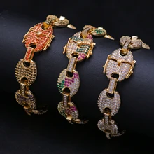 Lureen в стиле хип-хоп для женщин и мужчин, разноцветный кубинский браслет на цепочке, ювелирный браслет, модный подарок