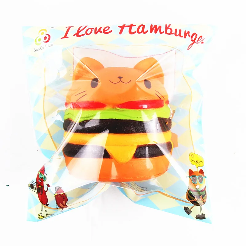 11*10 см Sanqi Elan Squishying Cat Burger медленно поднимающаяся мягкая коллекция животных подарочная упаковка для игрушек