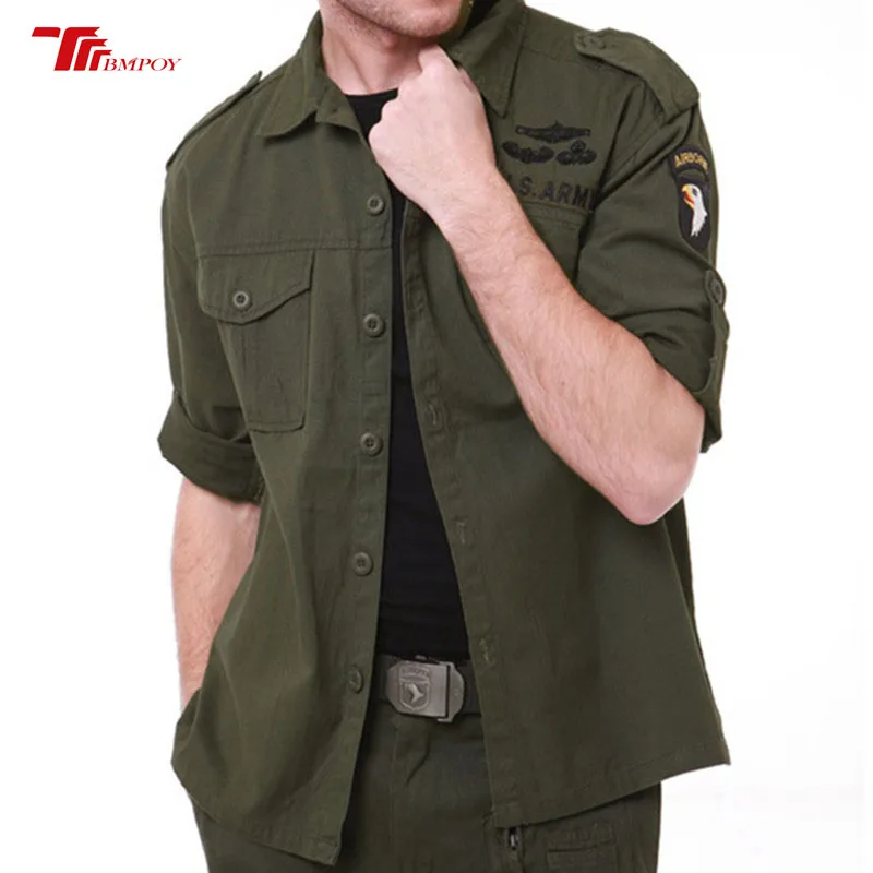 

High Quality Brand 101st Airborne US Army Shirts Female Camouflage Tactical Shirt Cotton Militare Men Long Sleeve Shirt Men