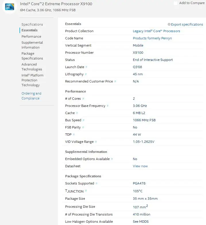 Процессор для ноутбука процессор Intel X9100 SLB48 X 9100 SLB48 3,06G/6 M/1066 PM45 GM45 P9700