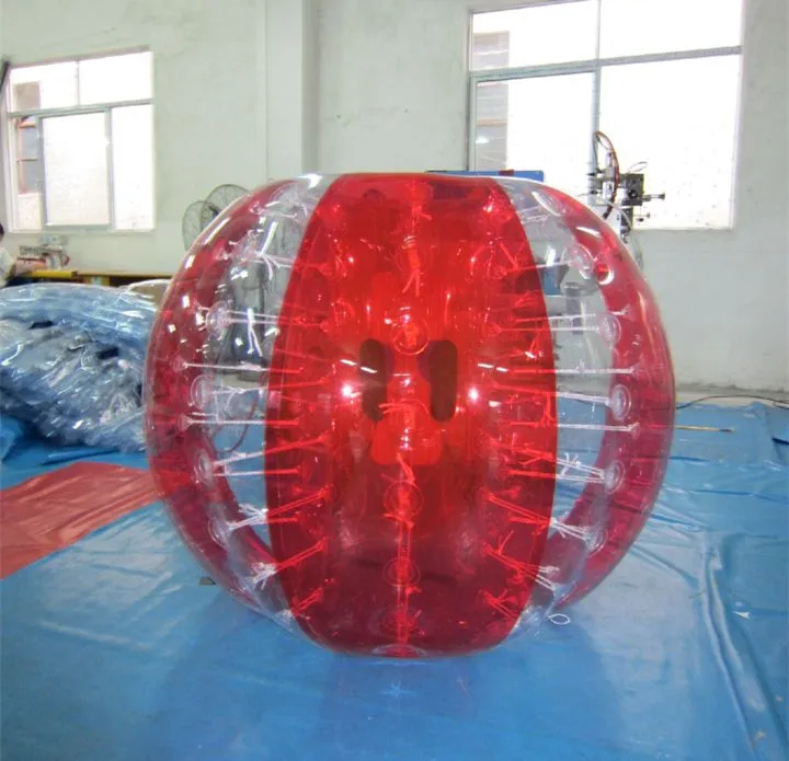 1,0 мм ТПУ бесплатный логотип бампер шар-пузырь костюм, пузырь футбол, бампер мяч, пузырь Boccer, Zorb мяч, Loopy мяч - Цвет: half red and clear