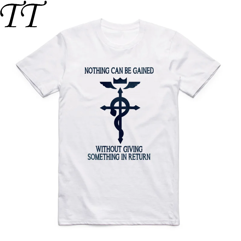 

Asian Size Men Print Full Metal Fullmetal Alchemist T-shirt Summer O-Neck Short Sleeve Steel Edward Alphonse T-shirt HCP4082