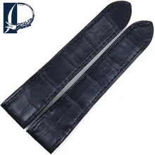 Pesno Black Luxury Alligator Skin Leather Watch Strap 20mm 23mm Watchband Suitable for Santos De Cartier Men Women Watchstrap