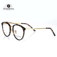 Элитный бренд сверхлегкий круглые очки кадры Винтаж золото Flat Top ацетат смесь Titamium руку прозрачные линзы кадр Óculos де Грау