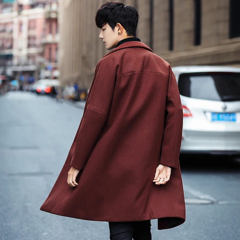 2019 Spring Long woolen cloth coat Men Fashion Trend Dust coat Loose Male Overcoat 2019 Spring Long woolen cloth coat Men Fashion Trend Dust coat Loose Male Overcoat