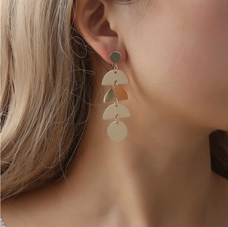 

Personality ethnic style earrings geometric elements sequins hand made long tassel earrings earrings female