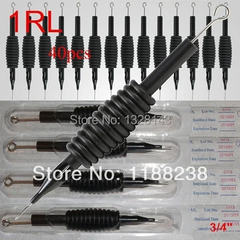 

40pcs 1RL (19mm) 3/4" Black Rubber Disposable Tattoo Tubes tattoo Grips Tips with tattoo Needles Sterilized