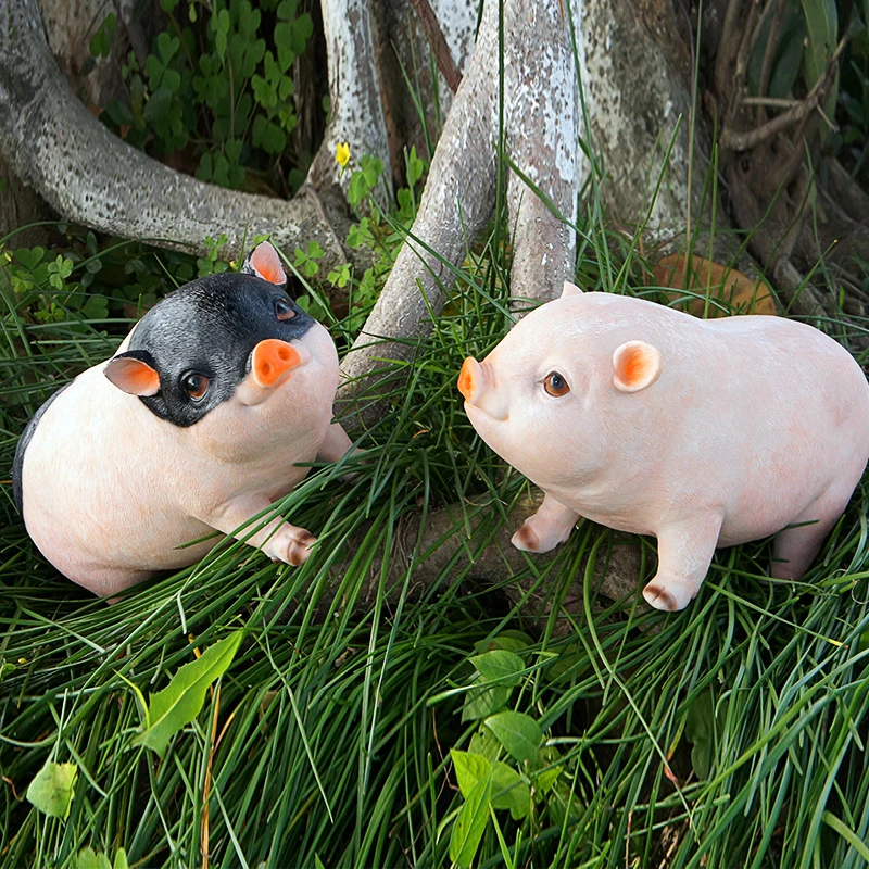 

Cartoon Pig Resin Figurines Garden Ornament Creative Gifts Crafts Landscape Home Decoration