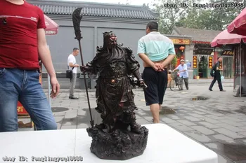 

22 Chinese Pure Bronze Copper Stand Dragon Guan Gong Yu Warrior God sword Statue 160815 Discount 55%