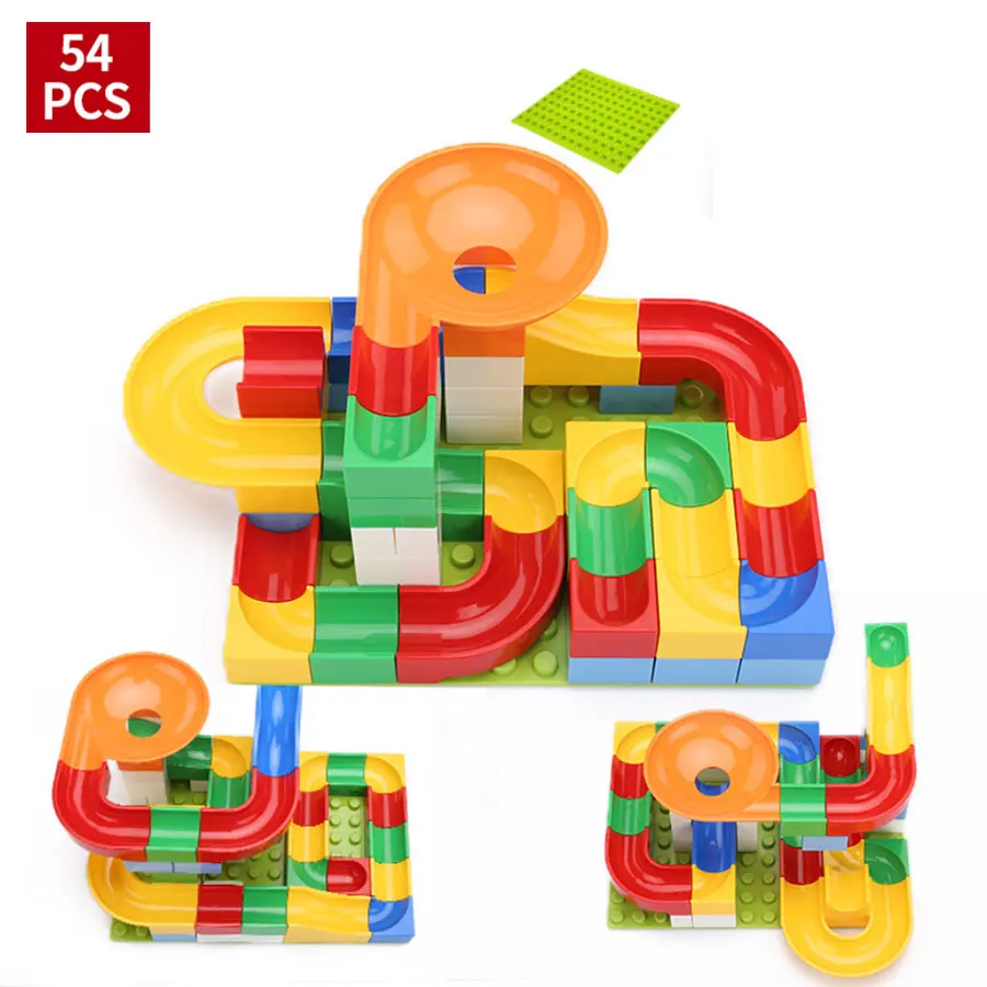

Marble Race Run Maze Balls Track Building Blocks Compatible DuploINGlys Castle Track Blocks Funnel Slide Block Toys For Children