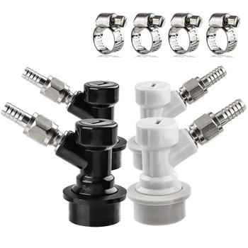 

Ball Lock Disconnect, Keg Disconnect Mfl 1/4 Thread, Ball Lock Keg Fittings, with Hose Clamps & Stainless Steel 5/16inch Swive