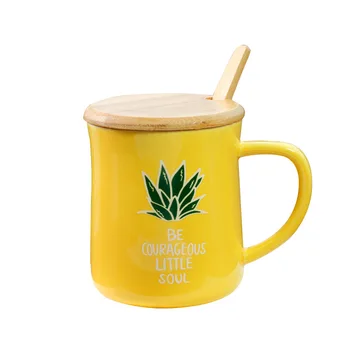 

350ML Pineapple Ceramic Cup Creative Waist Coffee Mug Yellow Wavy Pineapple Ceramic Cup Personality Milk Cup