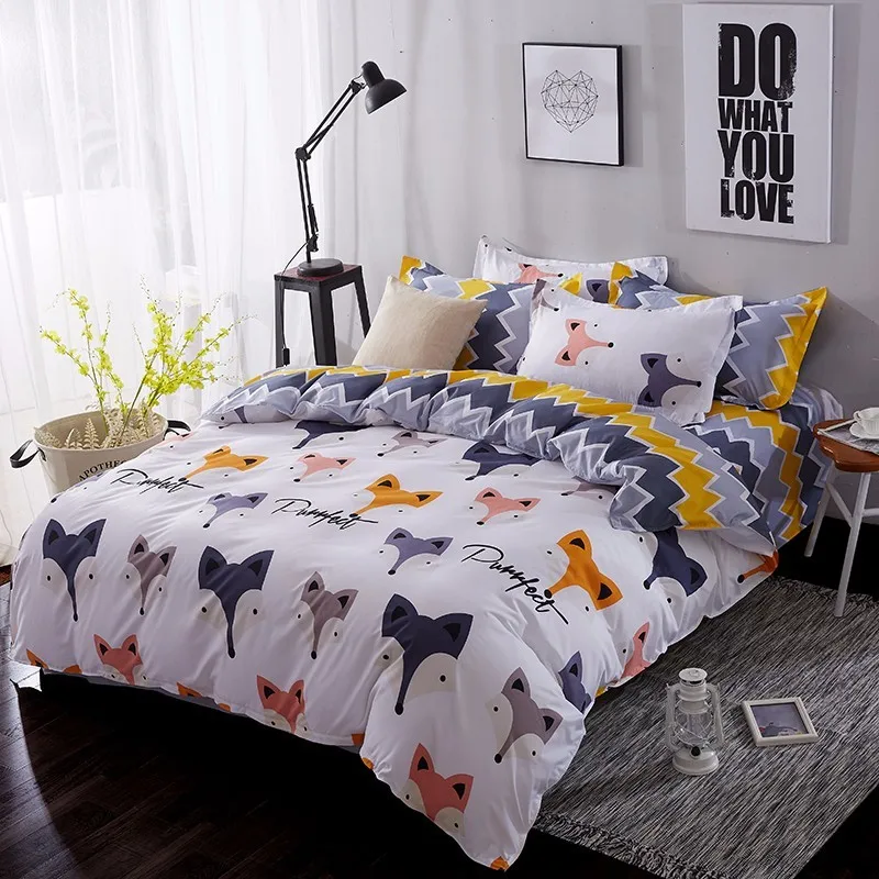 JU Home Textile Cartoon Fox 3/4pcs Bedding Sets Children's Beddingset