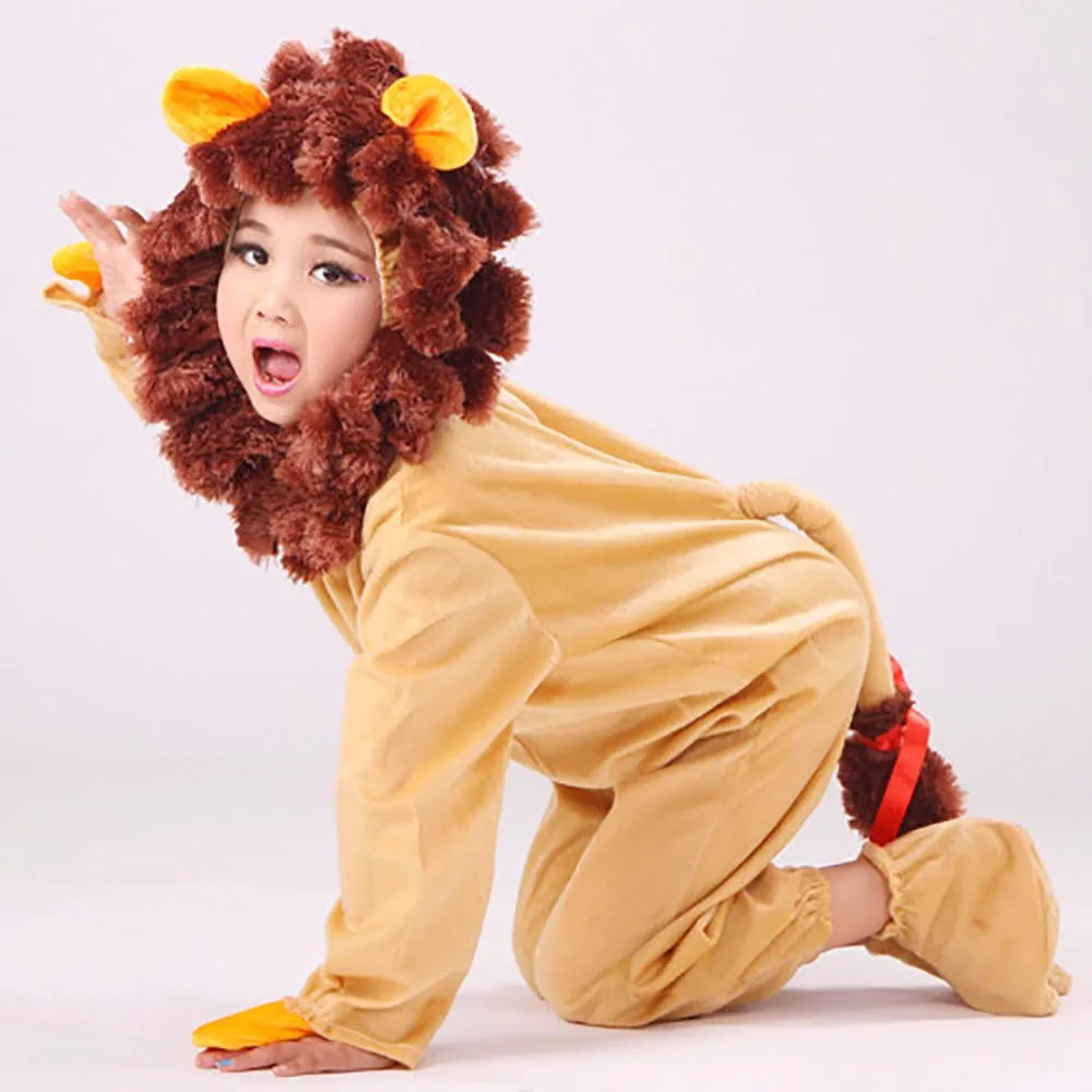 Детский трусливый костюм льва для малышей, костюм льва, комбинезон-трико с изображением животных, карнавальный костюм на Хэллоуин для детей