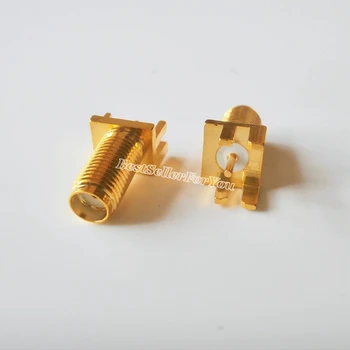 

10Pcs SMA jack female pin square panel socket PCB Edge Mount Solder RF New Long