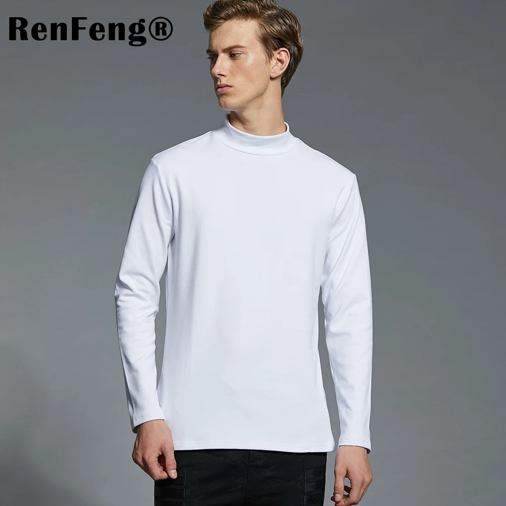 2018 Summer Men's Undershirts Long Sleeve Turtleneck Undershirt Men White T-Shirt Plus Size Top Tees 95 Cotton Thermal Underwear (22)