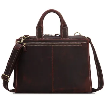 

BOLEKE Men Business Briefcase Crazy Horse Genuine Leather Shoulder Portfolio Laptop Bag Fashion Document Bag Cow Leather Office