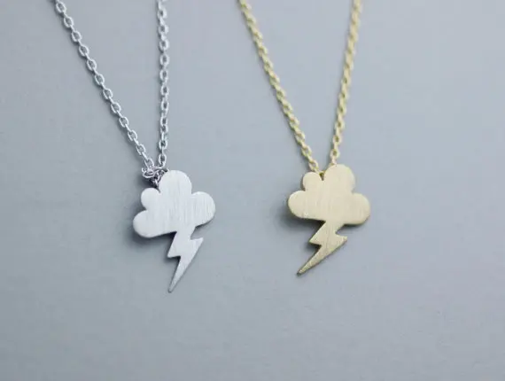 silver Cute Storm  Little cloud lightning Necklace -