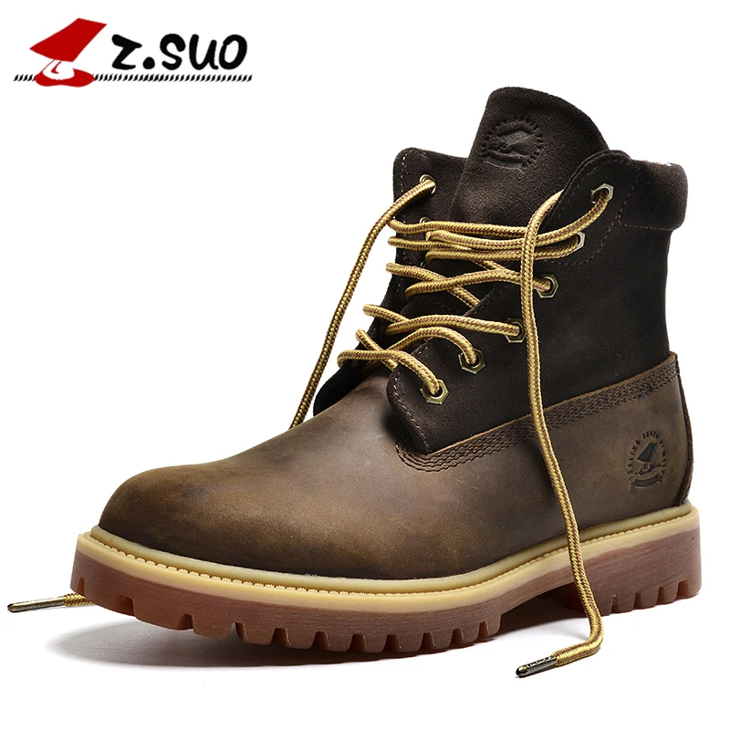 

ZSUO Brand Genuine Leather Men Boots Cow Suede Leather Boots Men Military Desert Ankle Boots Brown Fashion Men Shoes botas hombr