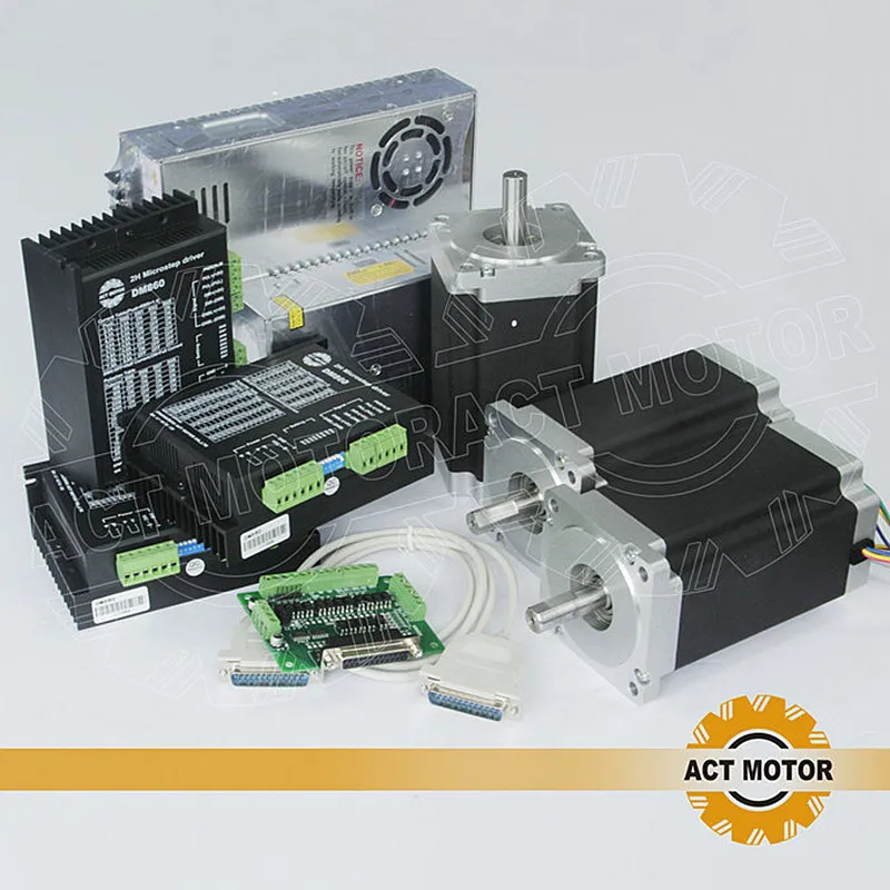 ACT Motor 3Axis CNC Router Nema34 Stepper Motor 34HS5435B Dual Shaft 1600oz 3 5A 3PCS Driver