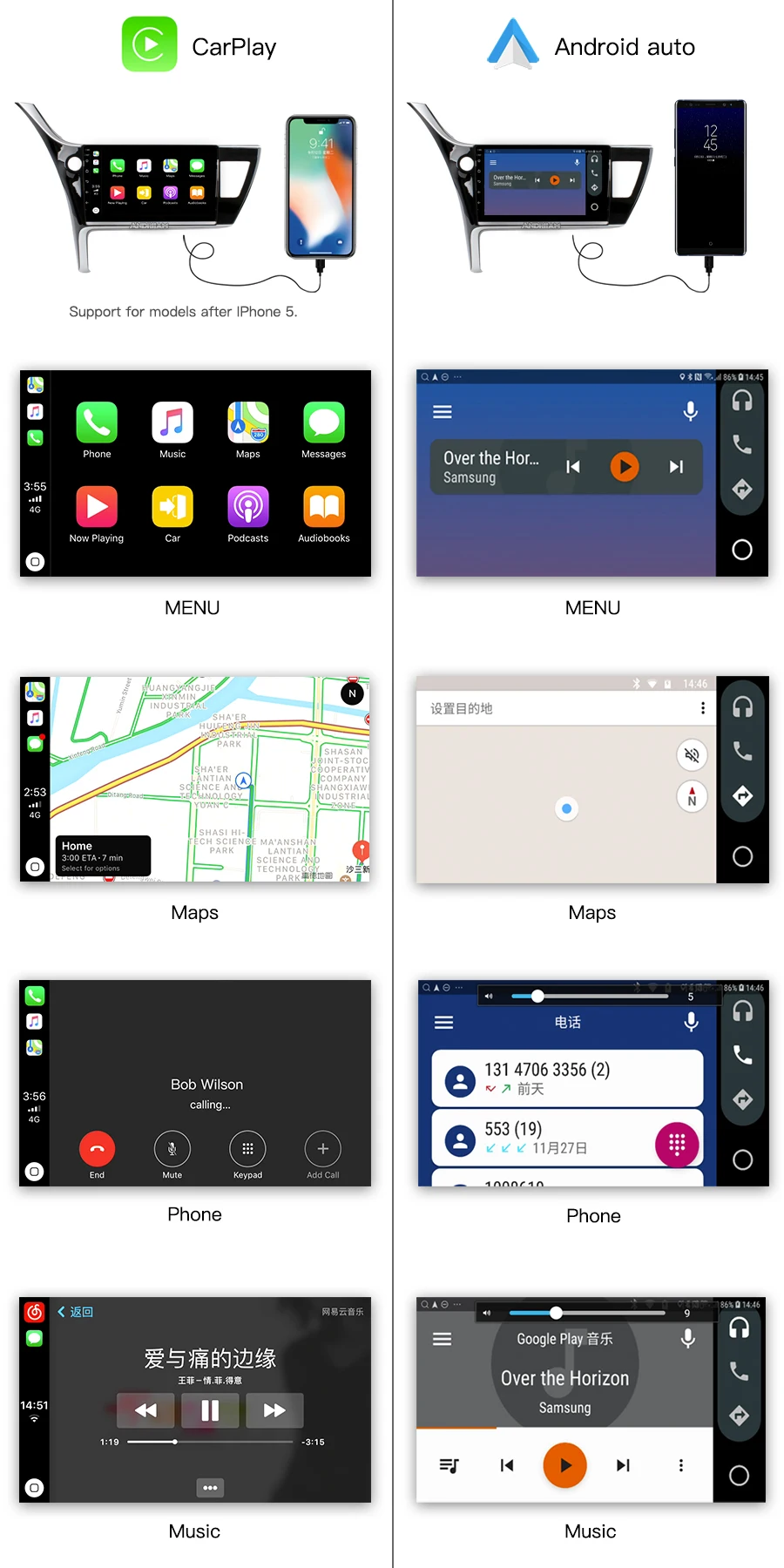 Best 10.1 Inch Android 8.1 8 Car GPS CarPlay for Toyota Corolla 2017-2018 Navigation Head Unit  System Radio Bluetooth Video 19