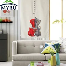 MYRU Adorable cartoon cat door curtain Feng Shui bedroom kitchen bathroom partition curtain door curtai