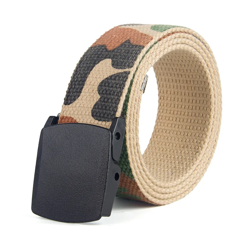 

Unisex canvas belt fashion Camouflage Pattern canvas Plastic Automatic buckle Men belt Tactics casual Men and Women belt