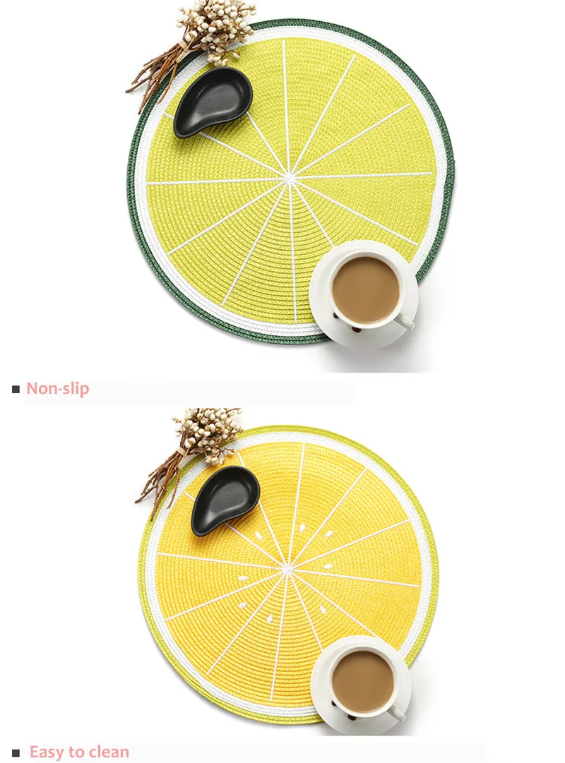 Creative Round Table Mats Fruit shape Dinning Table Placemats Anti-slip Insulation Mats Cushion Table Decoration        (16)
