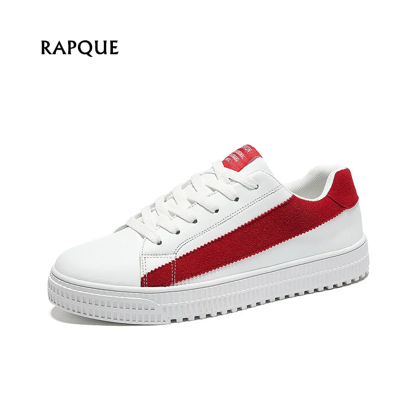 

Men's Vulcanized Shoes PU leather male casual sneakers for men new arrivals fashion flats lace-up Color bar shoes comfortable