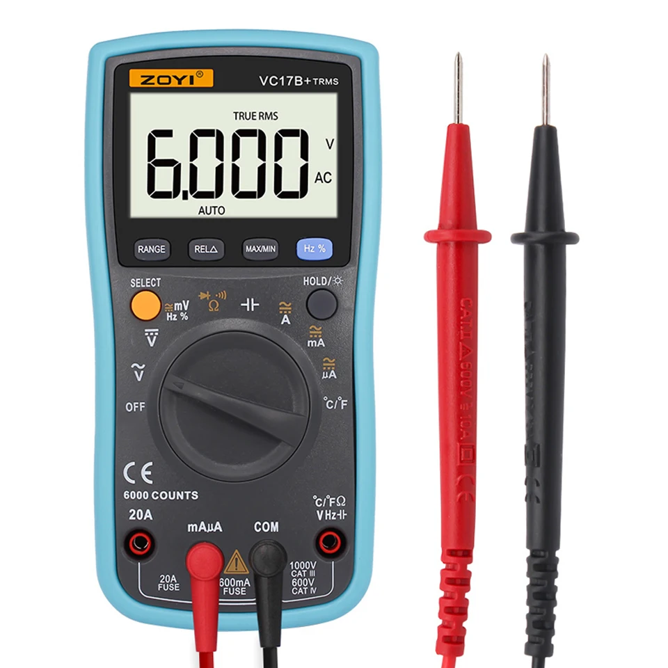VC17B+ 6000 отсчетов Цифровой мультиметр постоянного тока измеритель напряжения переменного тока сопротивление диод Capaticance тестер Таблица электриков