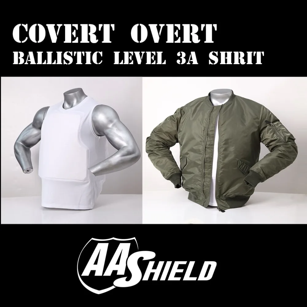 AA Shield пуленепробиваемый жилет бронежилет Удобная рубашка Teijin арамидный ядро самообороны поставка Футболка белая NIJ IIIA& HG2 XL